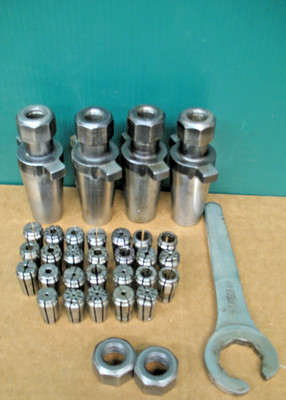 KWIK SWITCH 200 #80235 AF COLLET CHUCKS 4PCS + 26 COLLETS+WRENCH BRIDGEPORT MILL