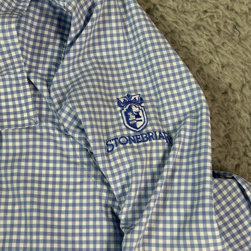 PETER MILLAR Gulf Vented Stretch Performance Blue Check Fishing Shirt Sz Large - Picture 8 of 18