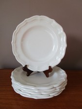 6 ASSIETTES SEMI CREUSES BLANCHES BORDS CHANTOURNE EN PORCELAINE EPAISSE  GIEN