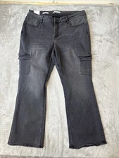 Women’s Vigoss Bootcut Cargo Denim Jeans Black Plus 18