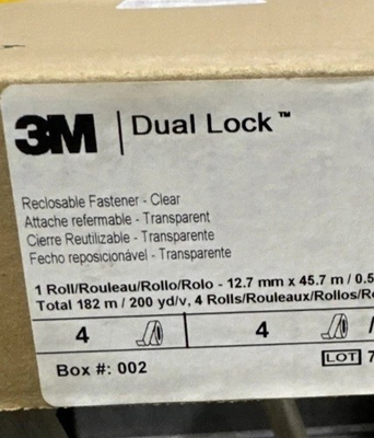 #ad 600 Feet 3M Dual Lock Reclosable Fastener SJ356 Clear 1 2” 4 Rolls .5x50y $250.00
