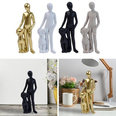 Mann und Hund Statue aus Kunstharz   Gedenkskulptur, Familienfigur, Symbol