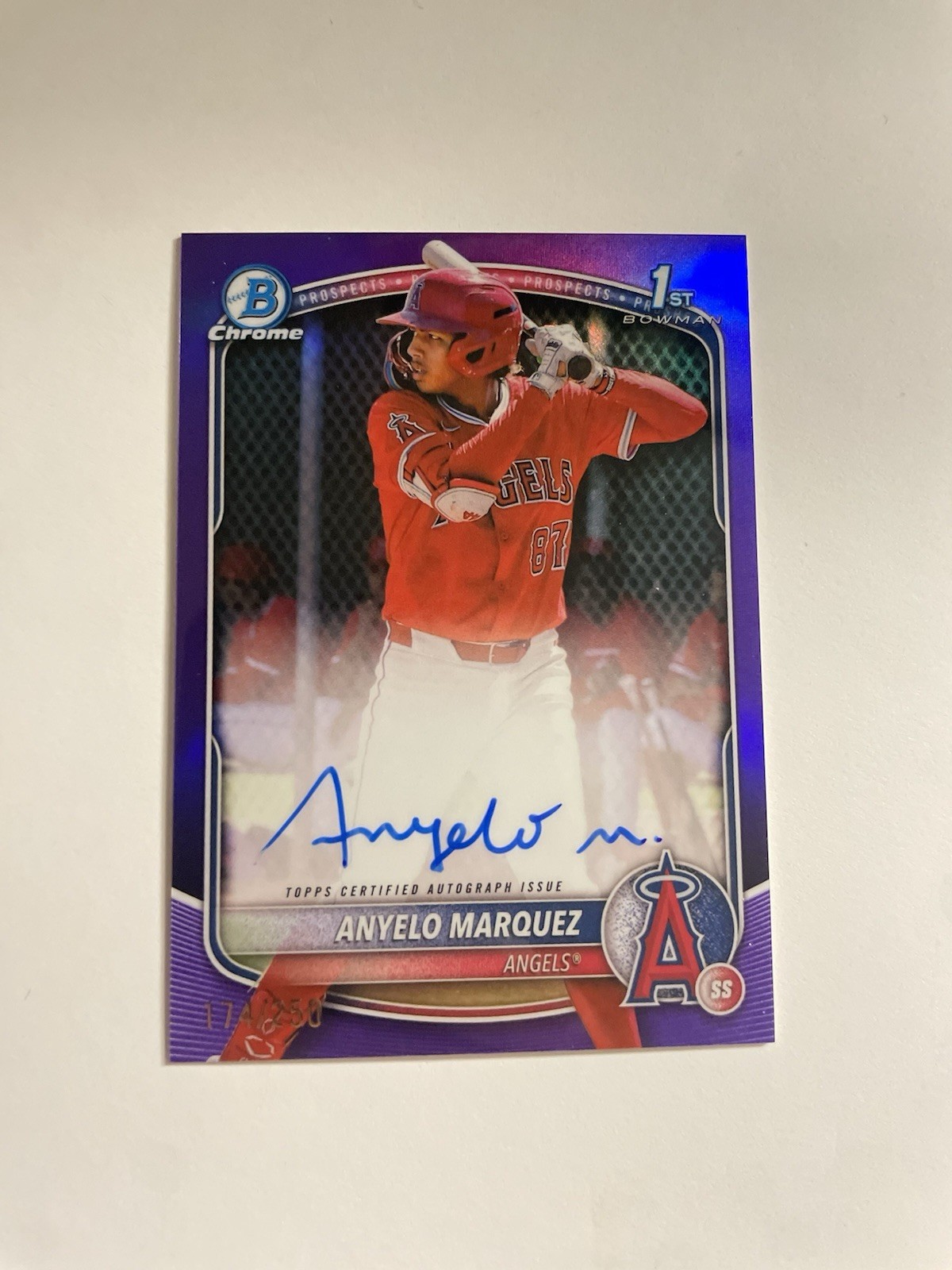 2025 Bowman Chrome Anyelo Marquez #CPA-AM 1st Bowman Auto Purple /250 Angel