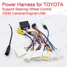 For Toyota Car Stereo Radio Power Harness Cable Wire Adapter Support OEM Camera