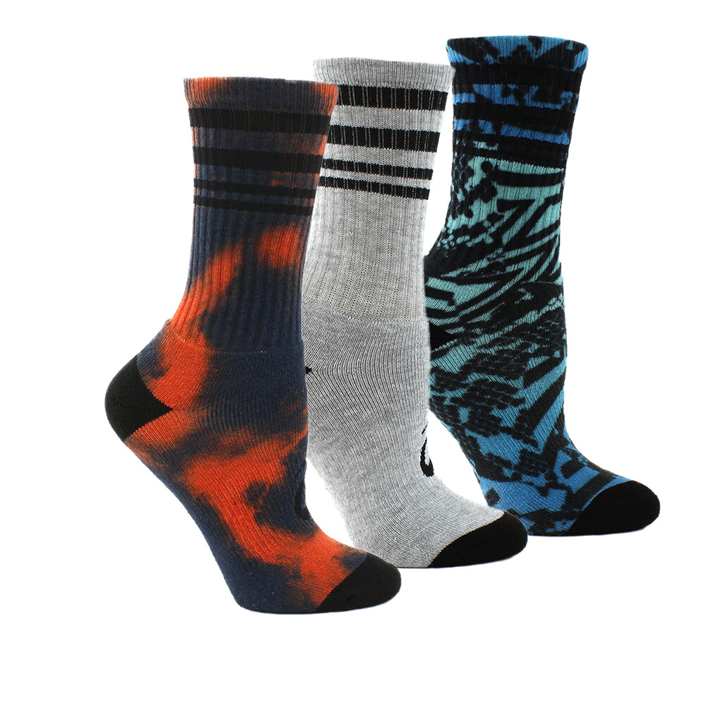 ASICS Contend Crew 3 Pack Socks Youth Boys Size S  Athletic ZK3189-9000
