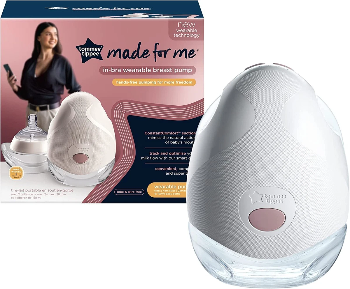 Tommee Tippee Breast Pump Made for Me Single Electric and Wearable,  White/Clear