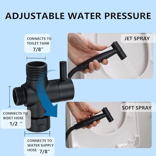 Black Bidet Sprayer for Toilet, Handheld Sprayer Kit with Matte Black - Picture 6 of 7