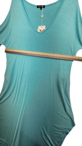 White Mark Women's cyan Short Sleeve V-Neck Maxi Split Dress Plus Size 3X D281 - Picture 2 of 6