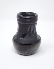 JR Padilla Santa Clara Pueblo Black Pottery New Mexico Blackware Mini Vase
