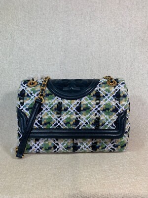 トリーバーチ　61482 FLEMING TWEED BAG ウエストバッグ NEW Tory Burch Soft Fleming Green Tweed Convertible Shoulder Bag