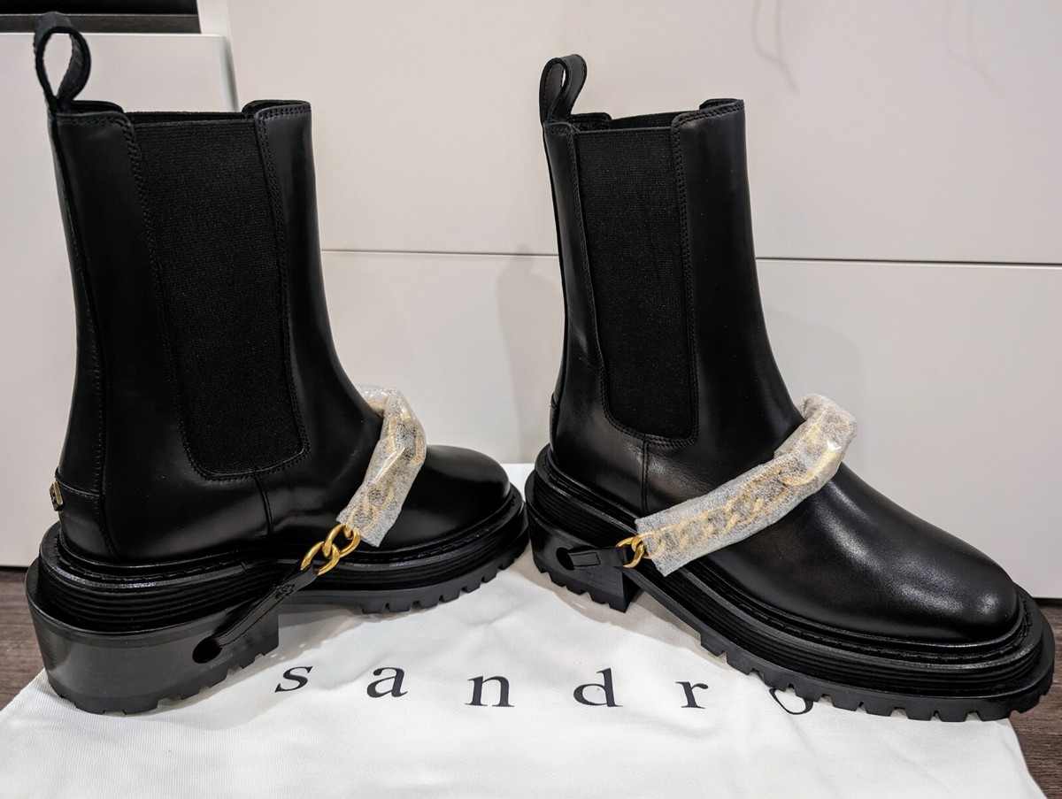 【SANDRO】スエード アンクルブーツ SANDRO - Ankle boots with notched sole and chain (EU 36) | eBay