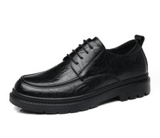 Mens Faux Leather Round Toe Lace up Non-slip Shoes Dress Casual Business Oxfords