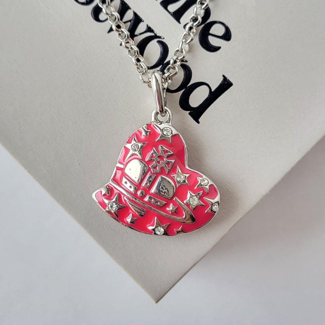 ★vivienne westwood★Valentines ピンク ハートネックレス L Vivienne Westwood Diamante Heart Necklace Pink No box Outlet