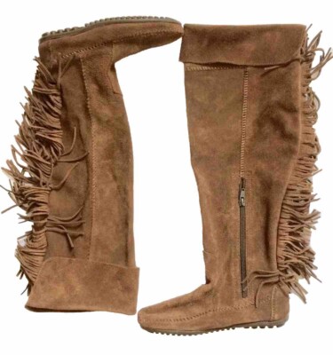 Fringe Minnetonka Stivali SUEDE FRINGE BOOTS By MINNETONKA