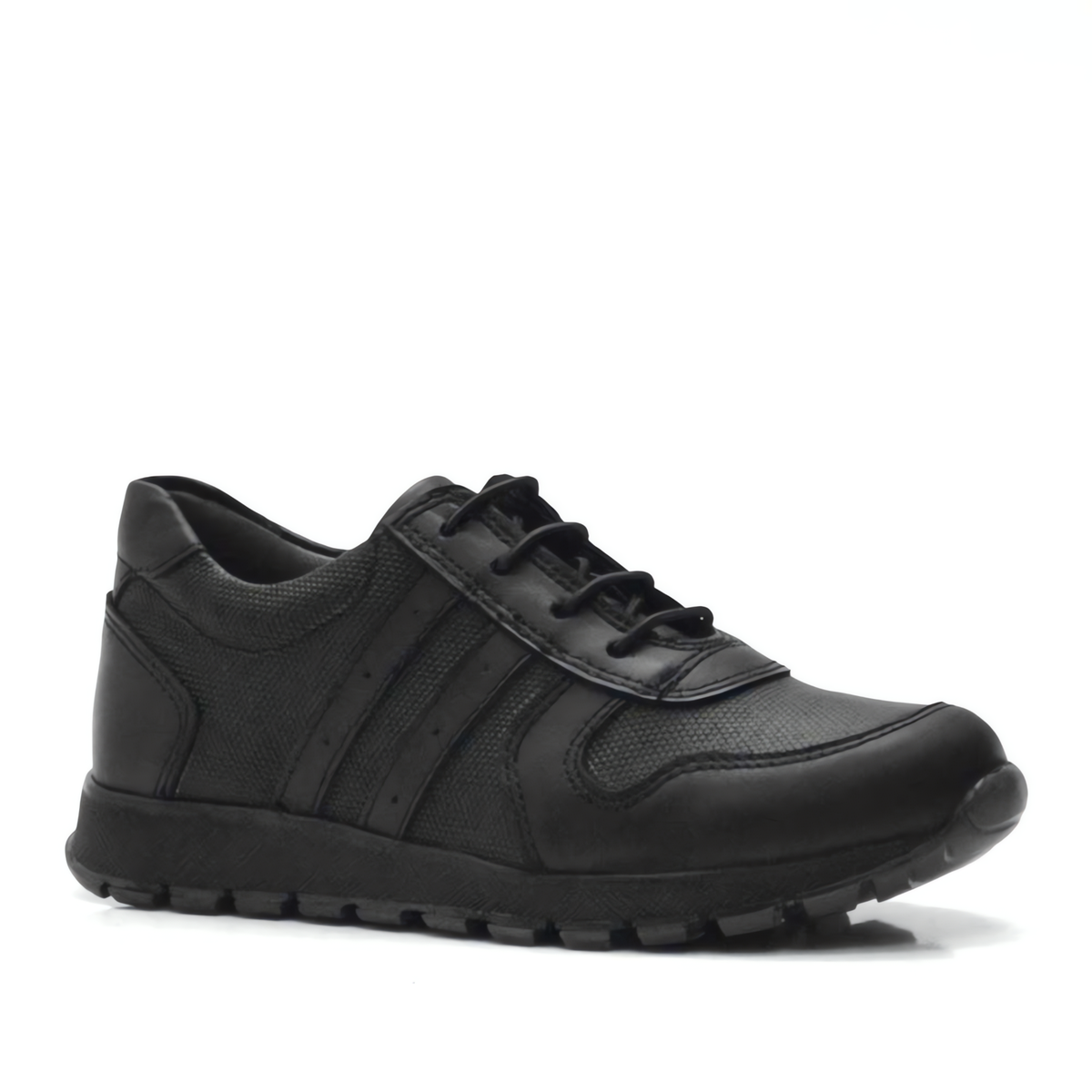 Boys Black Lace Up Leather School Trainers, Formal Smart Casual Shoes