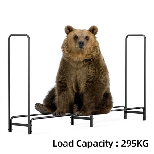 Kaminholzregal Innen Metall 240cm mit Kaminbesteck Kaminholzwagen bis 408kg XXXL - Bild 6 von 11