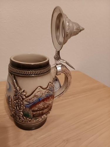 Beer Stein Original King Pewter Topped Innsbruck Handpainted 7" Tall with TAG - Picture 10 of 12