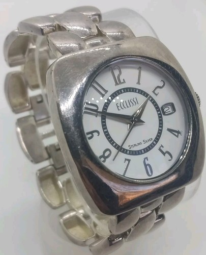 Ecclissi, Sterling Silver Band & Case, 35 mm, Women's, Date, New Battery - Picture 2 of 12