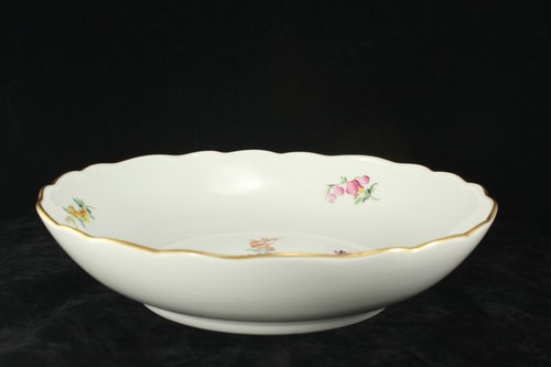 Vintage Meissen Large 9½" Serving or Console Bowl w Floral Design & Gilt Rim - Picture 3 of 5