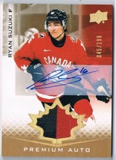 2021-22 UPPER DECK TEAM CANADA JUNIORS PATCH AUTO RYAN SUZUKI 045/199 #9