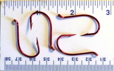 100 VMC 9369RD Live Bait Red Octopus Fish Fishing Hooks Size 2/0 From France