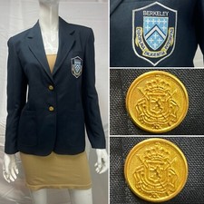 Elite Navy Berkeley Prep School Sorority Gold 2-Button Girls 16R Blazer Jacket
