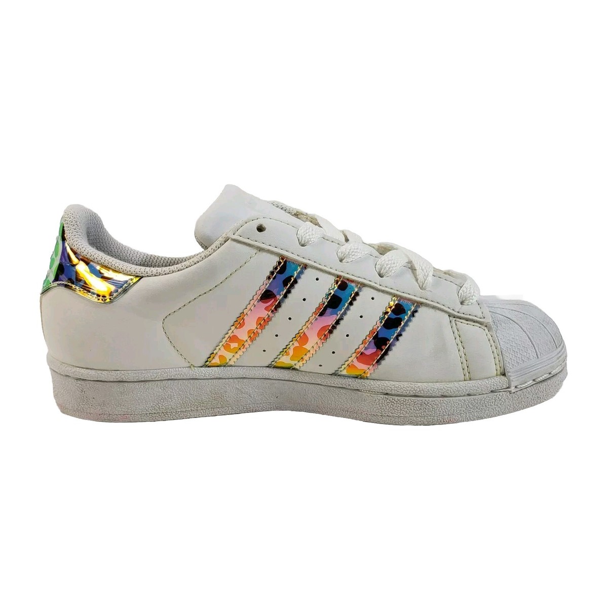 Sneakers White Adidas With Holographic Stripes Athletic Shoes