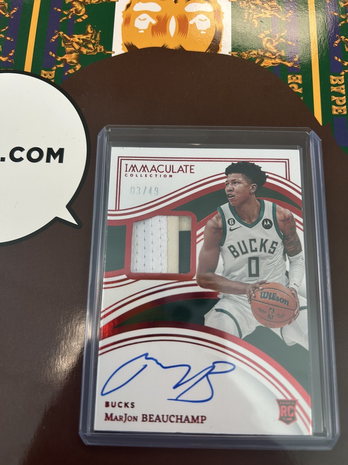2022-2023 MarJon Beauchamp Immaculate Red Rookie Patch Auto 3/49