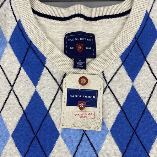 Saddlebred Mens Sz LT Vest & Shirt Sport Big and Tall Plaid LS Button Purple NWT - Picture 5 of 8