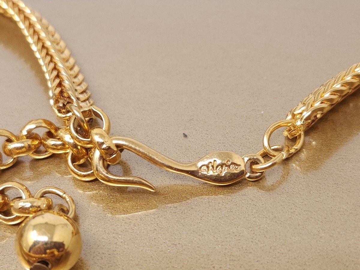 Vintage Napier Purple Crystal Pendand Snake Chain Statement