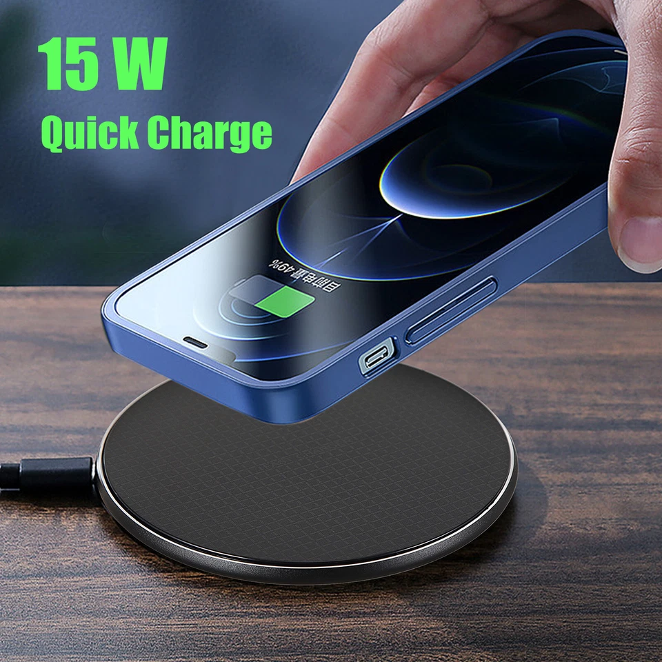 15W Wireless Fast Charger Charging Pad Dock for Samsung iPhone Android Phone US - Image 2 of 4