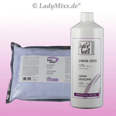 Set Blondierpulver staubfrei 1000g+Creme Oyxdant 12 %1000ml Hairwell(GP12,45 /L)