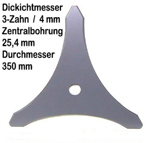 Freischneider 3-Zahn Grasmesser 350 x 25,4 x 4mm Dickichtmesser für Motorsense