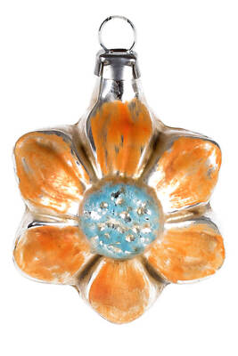 Marolin Mini Ornament Orange Bloom MA2011065A German Glass Ornament w/Gift Box