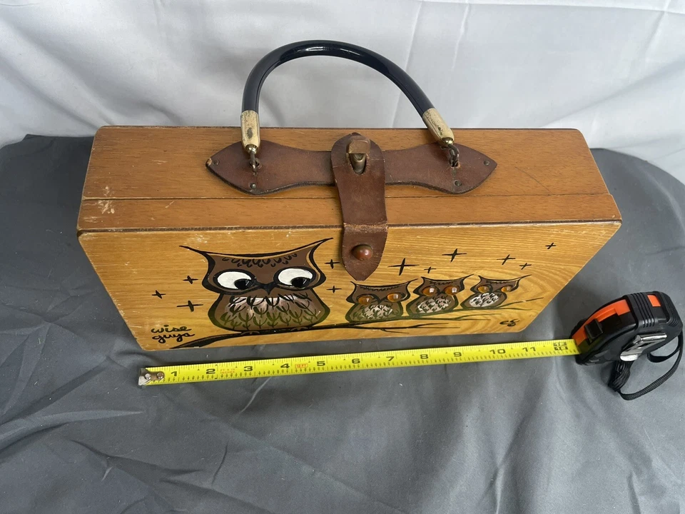 Vintage Enid Collins Wise Guys Wooden Box Bag Purse 1962 - Image 2 of 4
