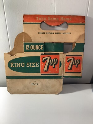 7UP Cardboard 6 12oz King Size Soda Bottle Carrier   