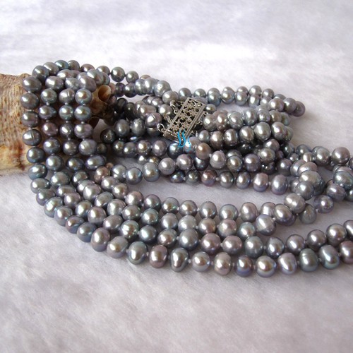 Collana Perla Acqua Dolce 18-21"" 5-7 mm 4 file 4 file Gioielli Filaggio——ALTRI COLORI - Foto 13 di 21