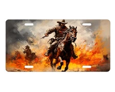 Cowboy Shoot Out Western Front License Plate, Car Accessory, Vanity Plate,