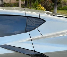 2020-24 Matte Black C8 Corvette Window US American Flag Decal Set Coupe & Conv