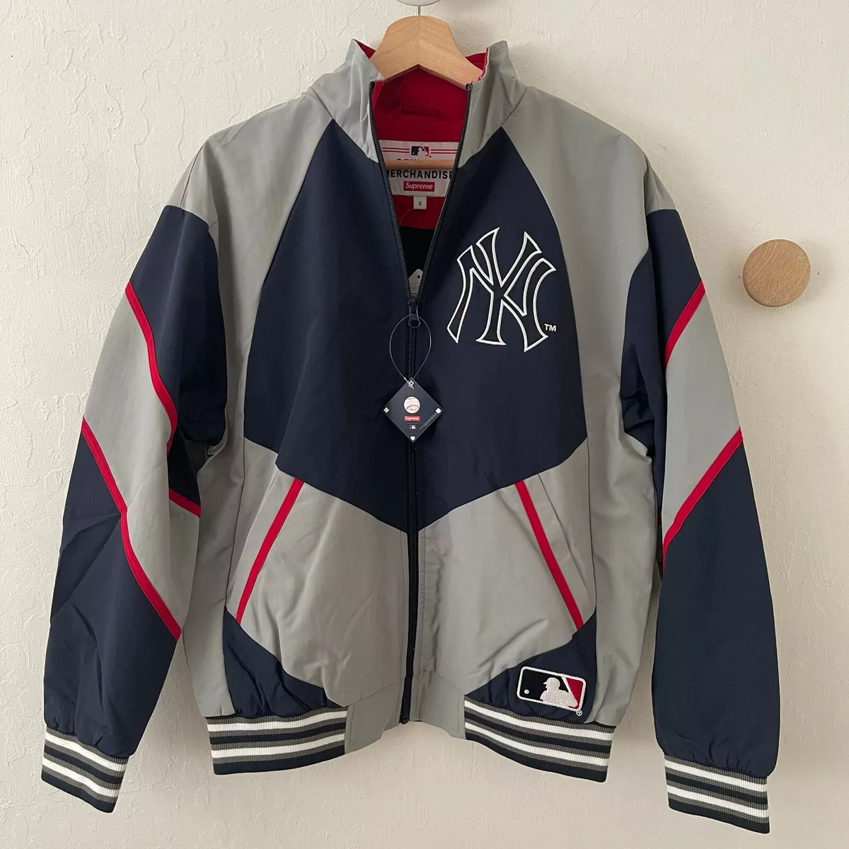 SUPREME x NEW YORK YANKEES Track Jacket Baseball Windbreaker Navy