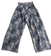 Carole Little Women' Wide Leg Palazzo Pants Sz S Vintage Lined Floral Gray Rayon