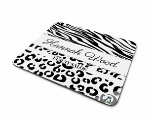 Personalized Zebra And Cheetah Watercolor Print Mouse Pad Desk