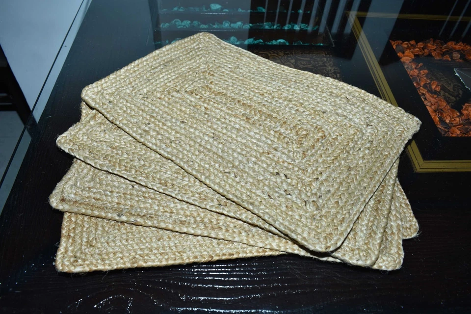 Jute Placemats Handmade Rustic Look Dining Table Mats Coffee Table Mats Rugs - Image 4 of 4