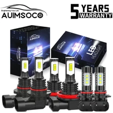 For Ford F-150 2015-2020 Front LED Headlight Hi/Lo Beam + Fog Light Bulbs 10000K