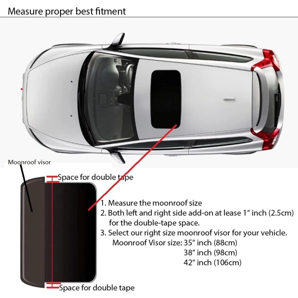 42" Universal Fit Moonroof Visor Window Top Sunroof Wind Deflector Rain Guard Foto 4 de 4