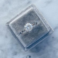 2.00Ct Round Moissanite Accented Solitaire Engagement Ring 14K White Gold Plated