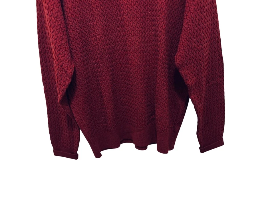 Bobby Jones Crewneck Cable Knit Merino Wool Pullover in Burgundy Size Med - Imagem 4 de 4