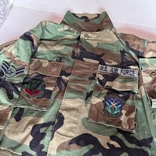 Used Military Jacket Mens Size Medium Patches Air Combat Command US Forces USA
