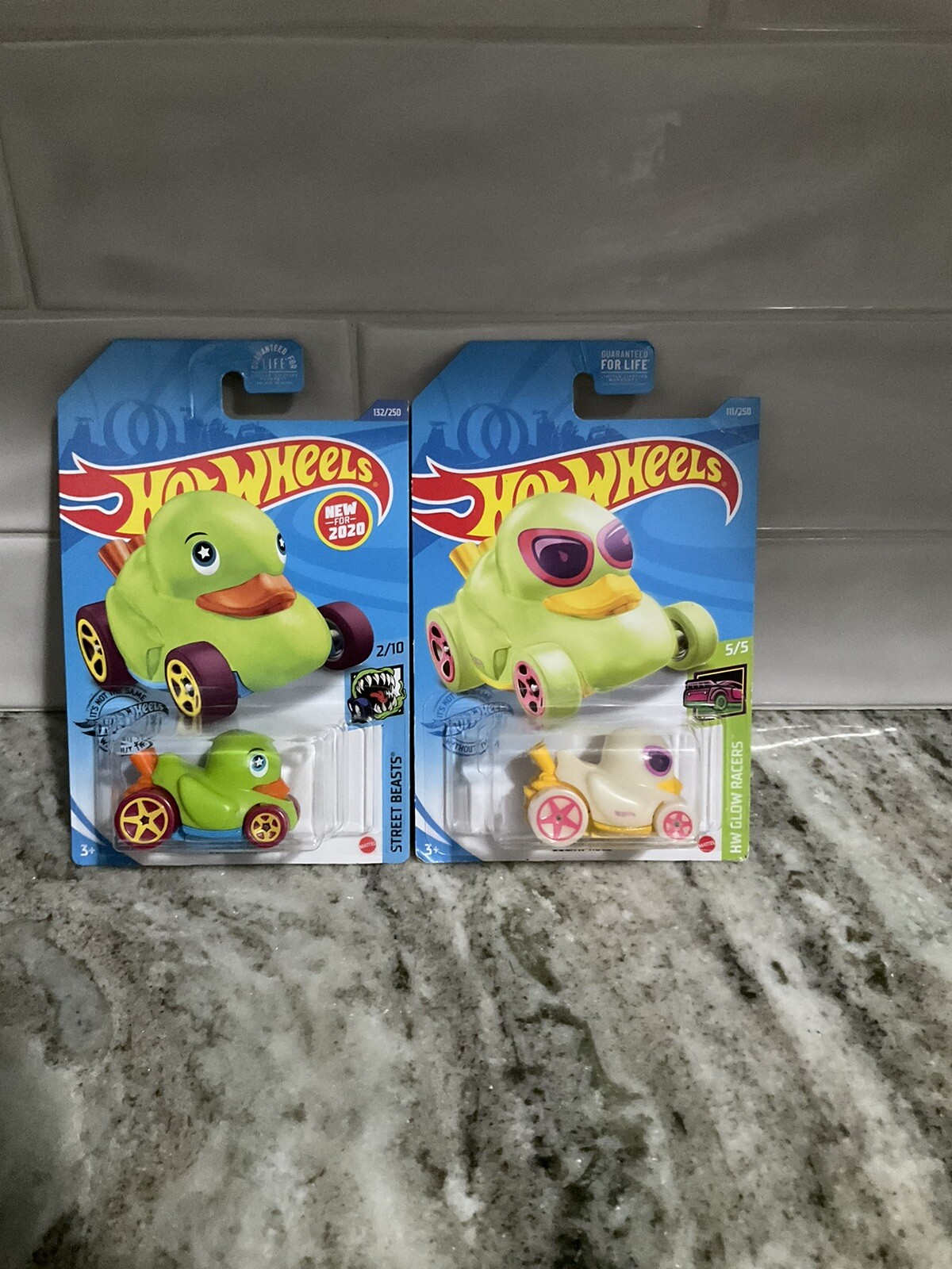 Hot Wheels Duck N' Roll Glow In The Dark Green LOT OF 2 VHTF 2020