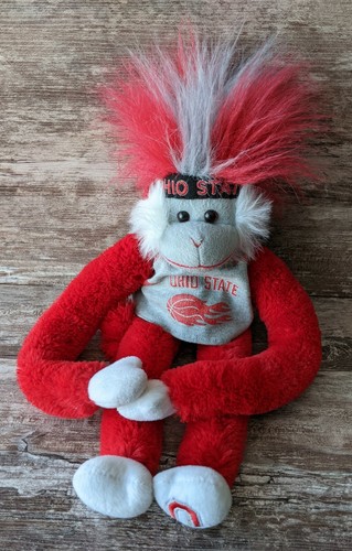 Licensed Ohio State Buckeyes RED Basketball “Fuzzhead Wig Monkey” Plush 21” - Foto 2 di 12